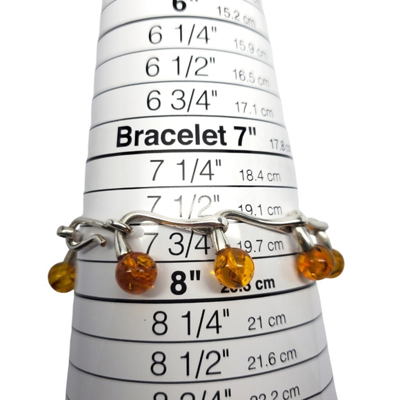 Sterling Silver Amber Beads Link Bracelet #20643 - Picture 9 of 9